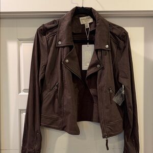 Marrakech Brown Faux Suede Moto Jacket SzM - Women
